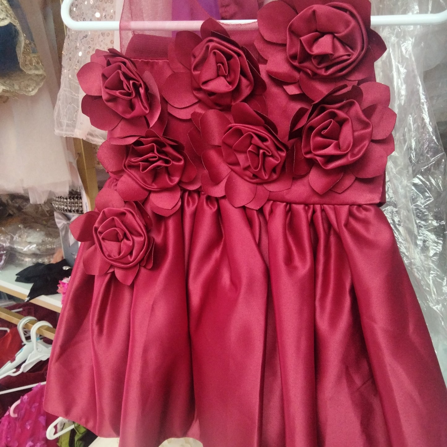 Red dress 6/9m 3D flower