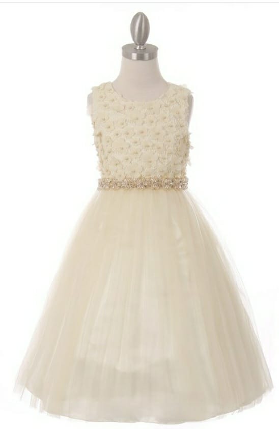 Girls Light Champagne Off White Special Occasion Dress