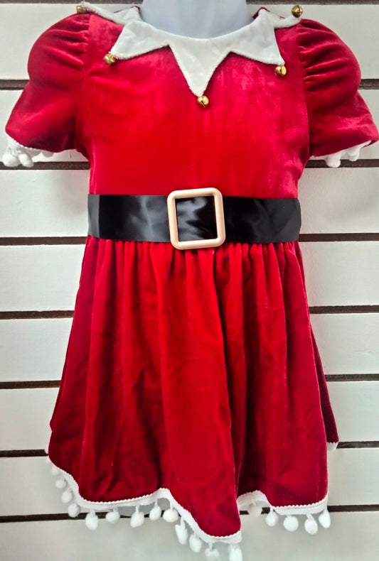 Girl's Red Elf Themed Christmas Dress