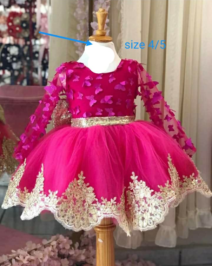 Girls Formal Fuchsia Butterfly Dress