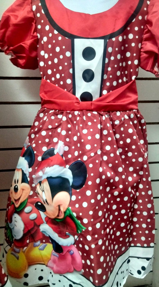 Girl's Christmas Dress - Micky and Minnie Mouse