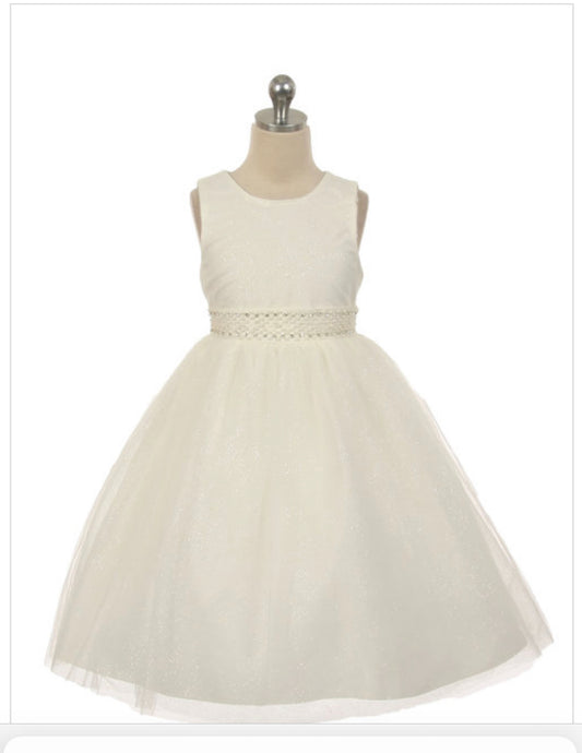 Girls Light Champagne Off White Special Occasion Dress